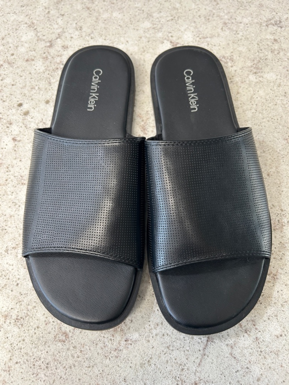 Calvin Klein Black Perforated Slide Sandals